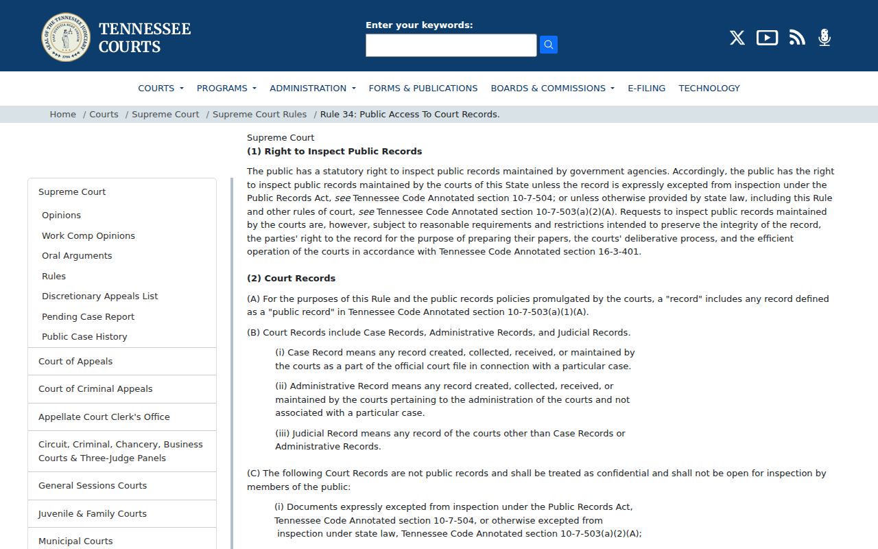 Cheatham County civil court docket access under Rule 34