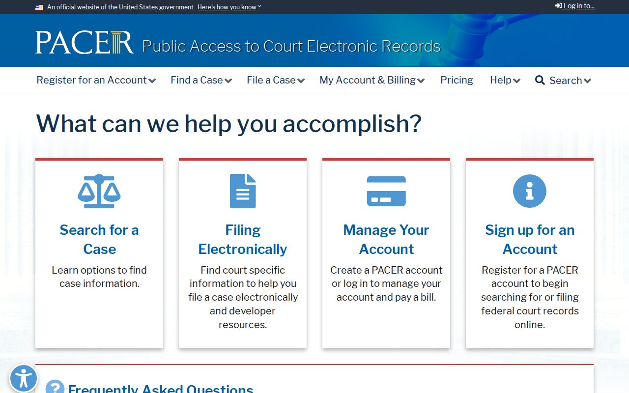 PACER gateway for federal Cheatham County court case records