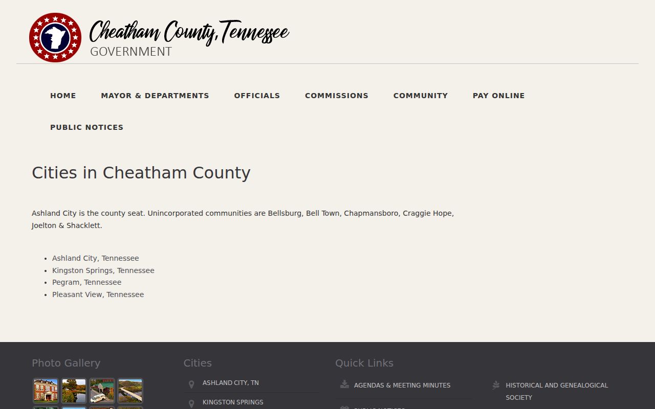 Cheatham County incorporated cities list for municipal court docket routing