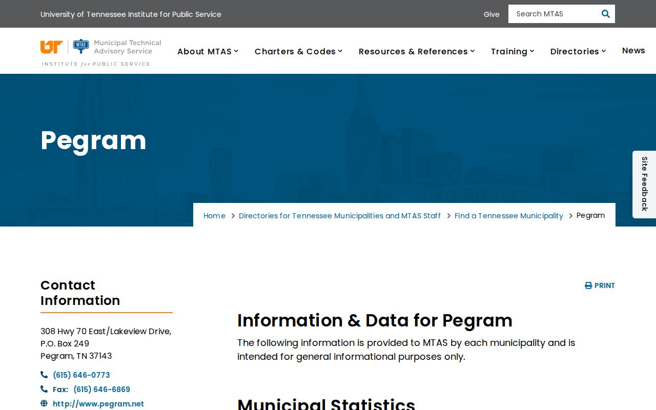 Pegram Tennessee municipal directory for Pegram court records